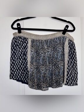 Ulla Johnson Navy and Cream Paisley Silk Skirt